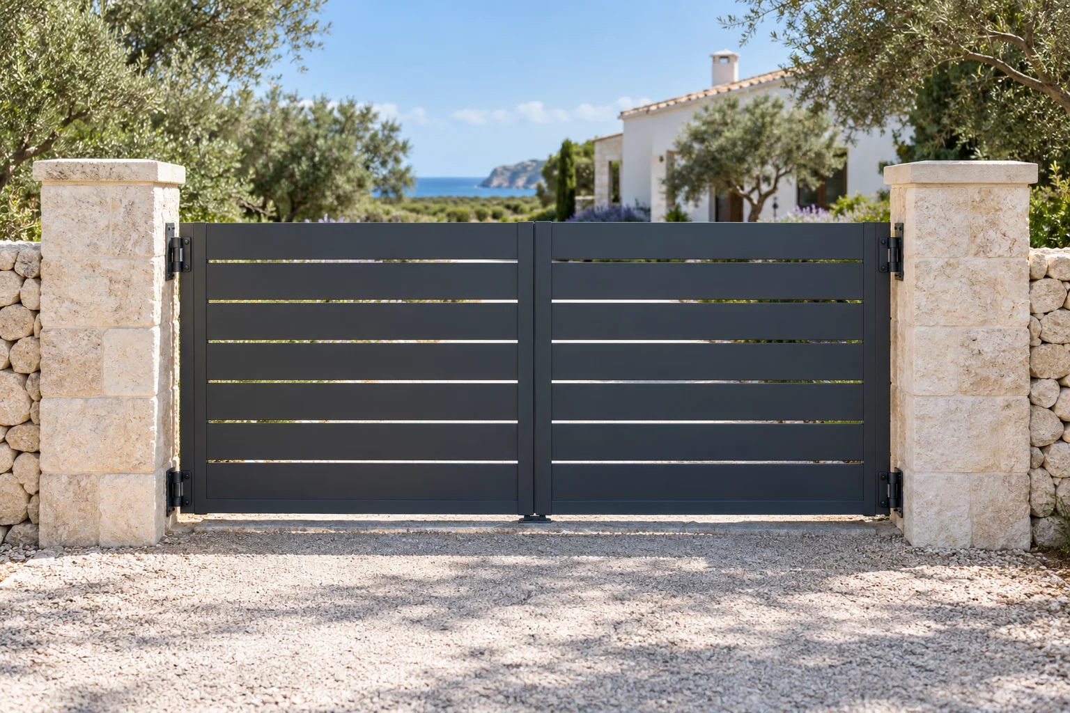 Illustrazione di un cancello metallico a battente per una proprietà a Minorca